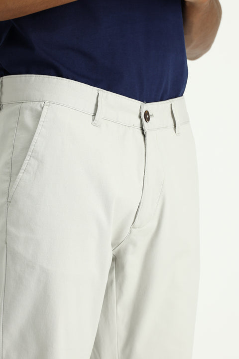 Açık Gri Slim Fit Dar Kesim Likralı Kanvas / Chino Pantolon