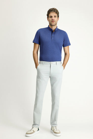 Gümüş Super Slim Fit Ekstra Dar Kesim Likralı Kanvas / Chino Pantolon