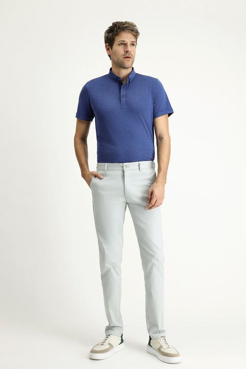 Gümüş Regular Fit Standart Kesim Likralı Kanvas / Chino Pantolon