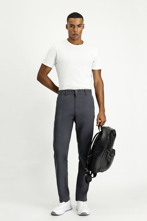 Medium Smoke Super Slim Fit Extra Narrow Cut Lycra Canvas / Chino Trousers
