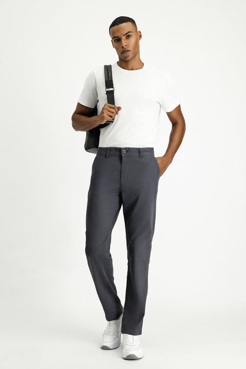 Mid Smoke Relaxed Fit Stretch Canvas / Chino Trousers