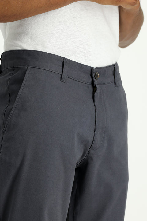 Mid Smoke Relaxed Fit Stretch Canvas / Chino Trousers