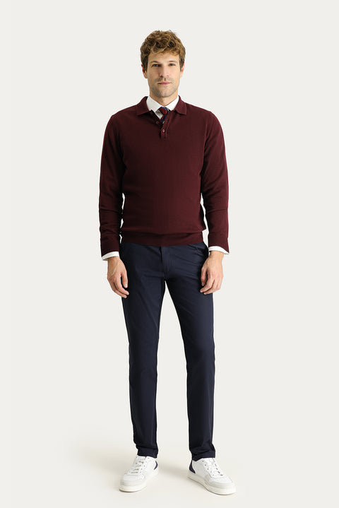 Mid-Indigo Relaxed Fit Stretch Canvas / Chino Trousers