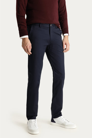  Orta Lacivert Slim Fit Dar Kesim Likralı Kanvas / Chino Pantolon