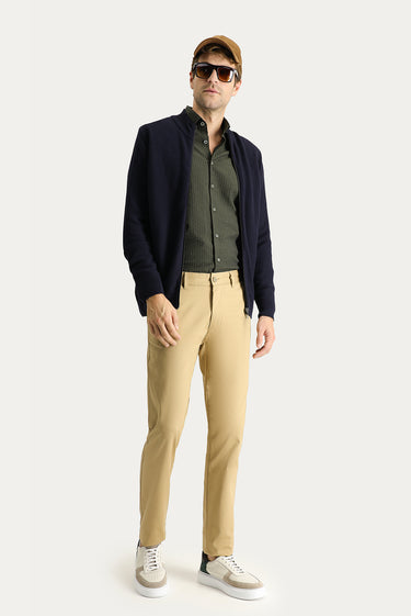  Orta Bej Regular Fit Likralı Kanvas / Chino Pantolon