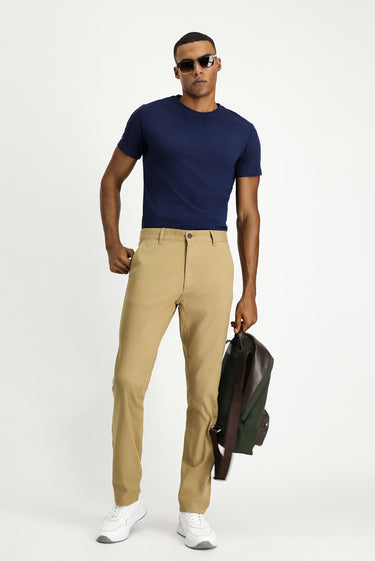 Koyu Bej Regular Fit Likralı Kanvas / Chino Pantolon