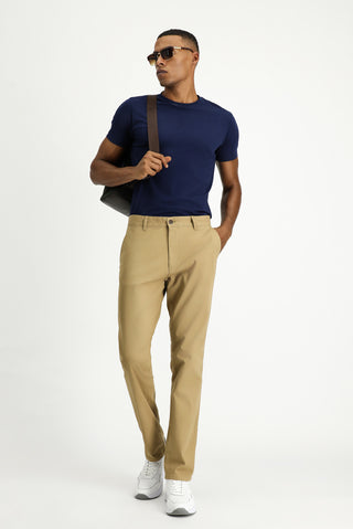  Koyu Bej 6 Drop Regular Fit Standart Kesim Likralı Kanvas / Chino Pantolon