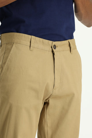  Koyu Bej 6 Drop Regular Fit Standart Kesim Likralı Kanvas / Chino Pantolon