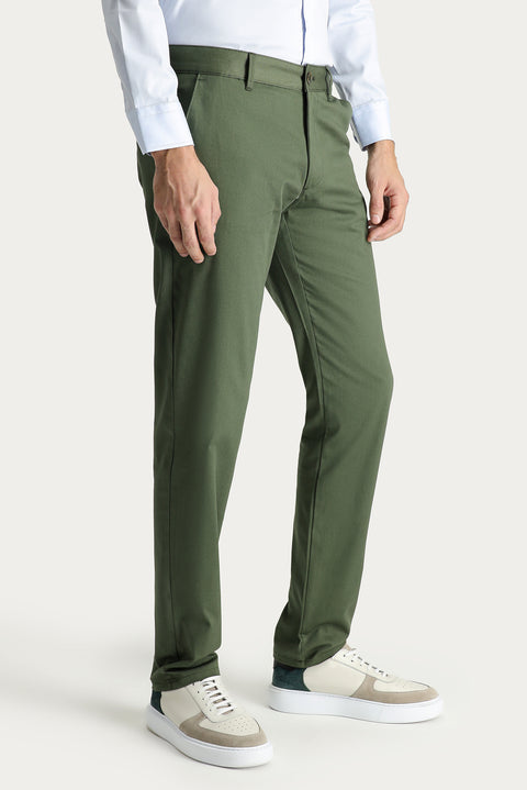 Orman Yeşili Regular Fit Standart Kesim Likralı Kanvas / Chino Pantolon