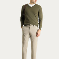 Açık Vizon 7 Drop Slim Fit Dar Kesim Likralı Kanvas / Chino Pantolon