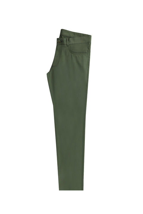 Orman Yeşili Slim Fit Dar Kesim Likralı Kanvas / Chino Pantolon