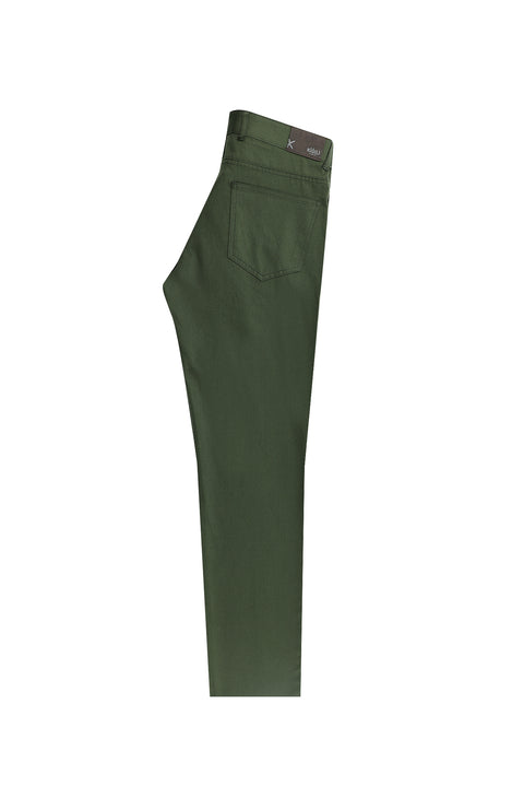 Orman Yeşili Slim Fit Dar Kesim Likralı Kanvas / Chino Pantolon