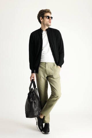  Açık Haki 7 Drop Slim Fit Dar Kesim Beli Lastikli Keten Karışımlı Kanvas / Chino Pantolon