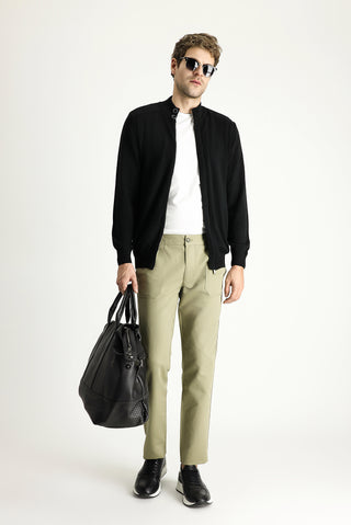  Açık Haki 7 Drop Slim Fit Dar Kesim Beli Lastikli Keten Karışımlı Kanvas / Chino Pantolon