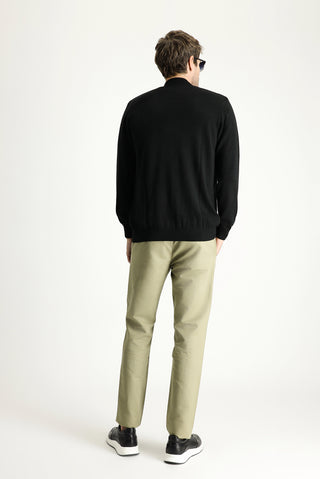  Açık Haki 7 Drop Slim Fit Dar Kesim Beli Lastikli Keten Karışımlı Kanvas / Chino Pantolon