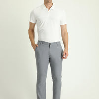 Orta Gri Regular Fit Standart Kesim Beli Lastikli Pamuklu Keten Karışımlı Kanvas / Chino Pantolon