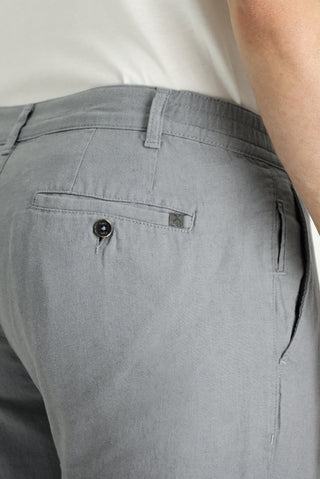  Orta Gri 6 Drop Regular Fit Standart Kesim Beli Lastikli Pamuklu Keten Karışımlı Kanvas / Chino Pantolon