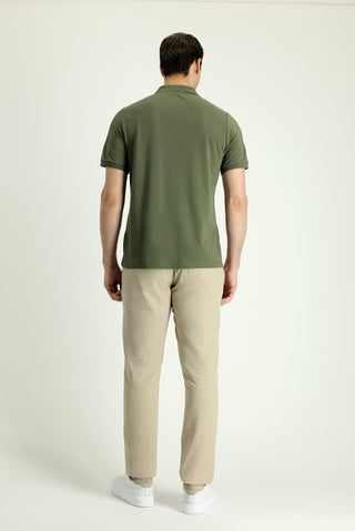  Orta Bej 6 Drop Regular Fit Standart Kesim Beli Lastikli Pamuklu Keten Karışımlı Kanvas / Chino Pantolon