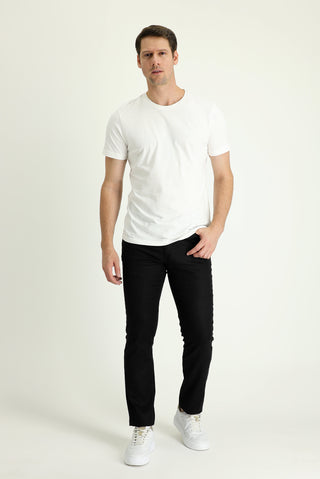  Siyah 6 Drop Regular Fit Standart Kesim Pamuklu Keten Karışımlı Kanvas / Chino Pantolon