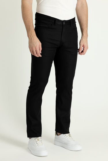 Siyah Regular Fit Pamuklu Keten Karışımlı Kanvas / Chino Pantolon