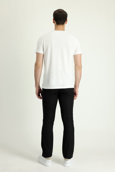 Siyah Regular Fit Pamuklu Keten Karışımlı Kanvas / Chino Pantolon