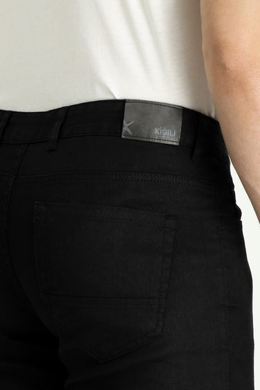 Siyah Regular Fit Pamuklu Keten Karışımlı Kanvas / Chino Pantolon