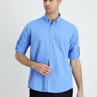 Mavi Uzun Kol Regular Fit Pamuk Spor Gömlek