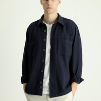 Koyu Lacivert Uzun Kol Regular Fit Cepli Pamuk Spor Gömlek