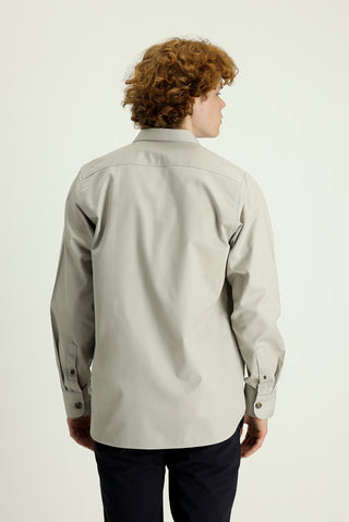  Taş Uzun Kol Cepli Oversize Pamuk Gömlek