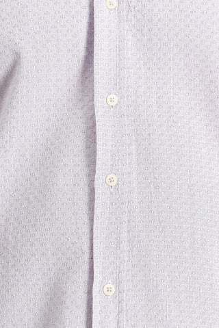  Lila Uzun Kol Regular Fit Keten Görünümlü Desenli Pamuk Düğmeli Yaka Gömlek