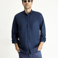 Koyu Lacivert Uzun Kol Regular Fit Spor Pamuklu Gömlek