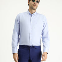 Açık Mavi Uzun Kol Regular Fit Spor Pamuklu Gömlek