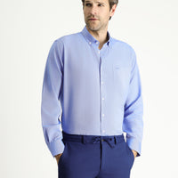 Çivit Mavisi Uzun Kol Regular Fit Spor Pamuklu Gömlek