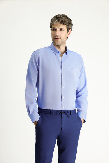 Çivit Mavisi Uzun Kol Regular Fit Spor Pamuklu Gömlek