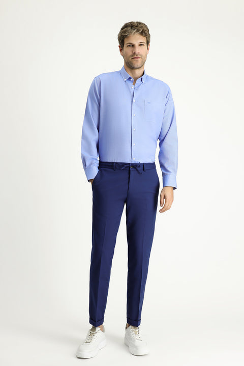 Çivit Mavisi Uzun Kol Regular Fit Spor Pamuklu Gömlek