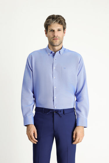 Çivit Mavisi Uzun Kol Regular Fit Spor Pamuklu Gömlek