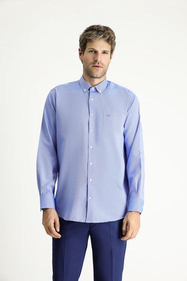 Çivit Mavisi Uzun Kol Regular Fit Spor Pamuklu Gömlek