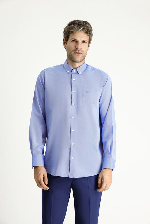 Çivit Mavisi Uzun Kol Regular Fit Spor Pamuklu Gömlek