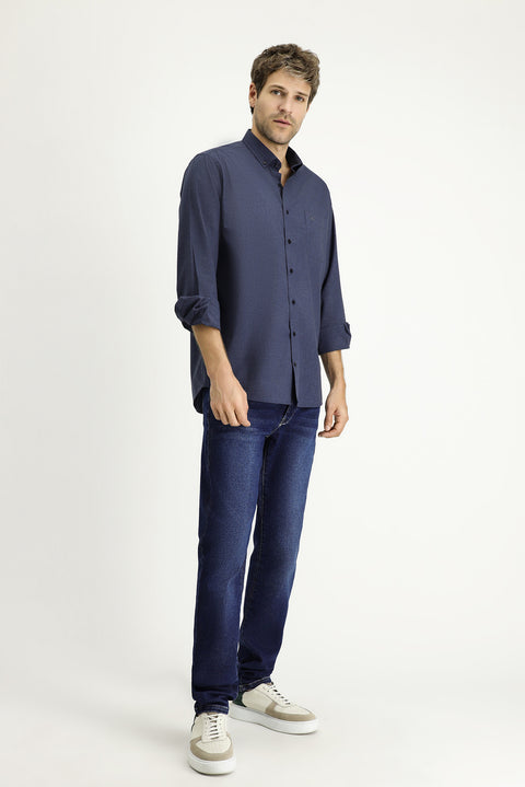 Indigo Long Sleeve Regular Fit Sport Cotton Shirt