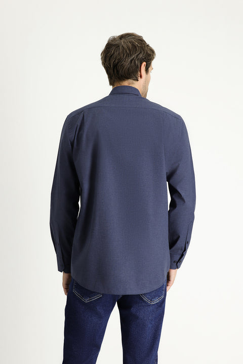 Indigo Long Sleeve Regular Fit Sport Cotton Shirt