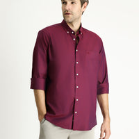 Açık Bordo Uzun Kol Regular Fit Spor Pamuklu Gömlek