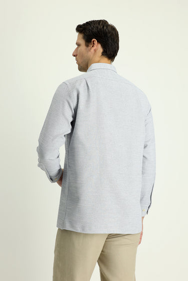 Orta Gri Uzun Kol Regular Fit Desenli Pamuklu Gömlek