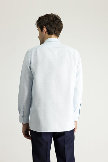 Uçuk Mavi Uzun Kol Regular Fit Desenli Pamuklu Gömlek