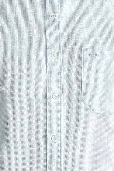 Uçuk Mavi Uzun Kol Regular Fit Desenli Pamuklu Gömlek