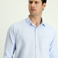 Açık Mavi Uzun Kol Regular Fit Desenli Pamuklu Gömlek