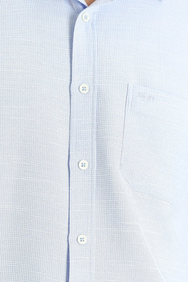Açık Mavi Uzun Kol Regular Fit Desenli Pamuklu Gömlek