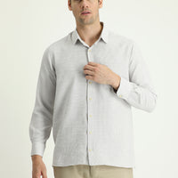 Açık Bej Uzun Kol Regular Fit Desenli Pamuklu Gömlek