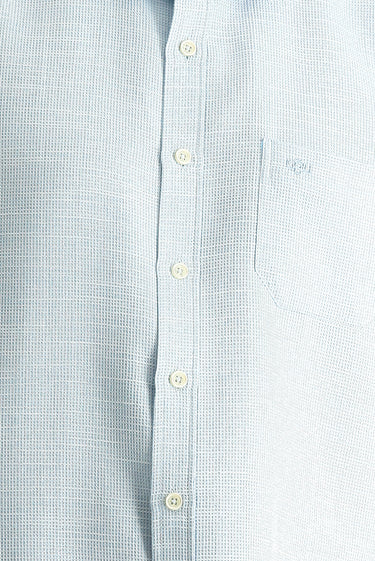 Petrol Yeşili Uzun Kol Regular Fit Desenli Pamuklu Gömlek