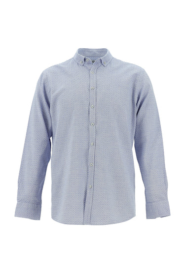 Saks Mavi Uzun Kol Slim Fit Dar Kesim Spor Pamuk Gömlek