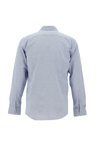 Saks Mavi Uzun Kol Slim Fit Dar Kesim Spor Pamuk Gömlek